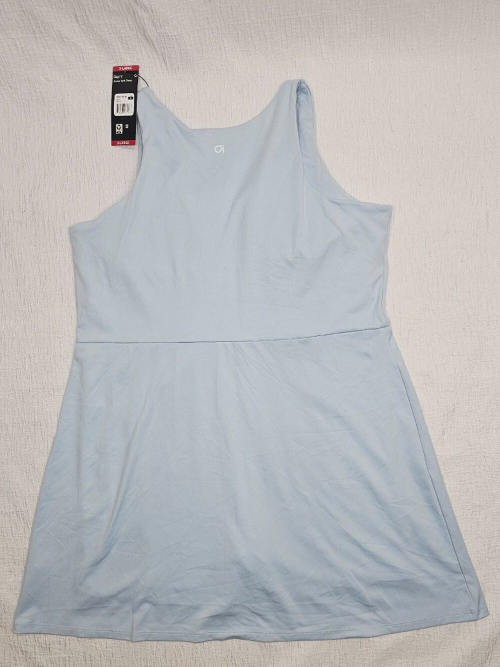 GapFit Women's V Neck Moisture Wicking Shelf Bra Active Tank Dress  Light Blue - Picture 7 of 8